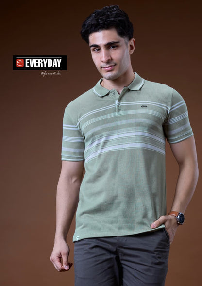 Vol 1411 Collar Everyday Auto Stripes Mens Tshirts Wholesale Price