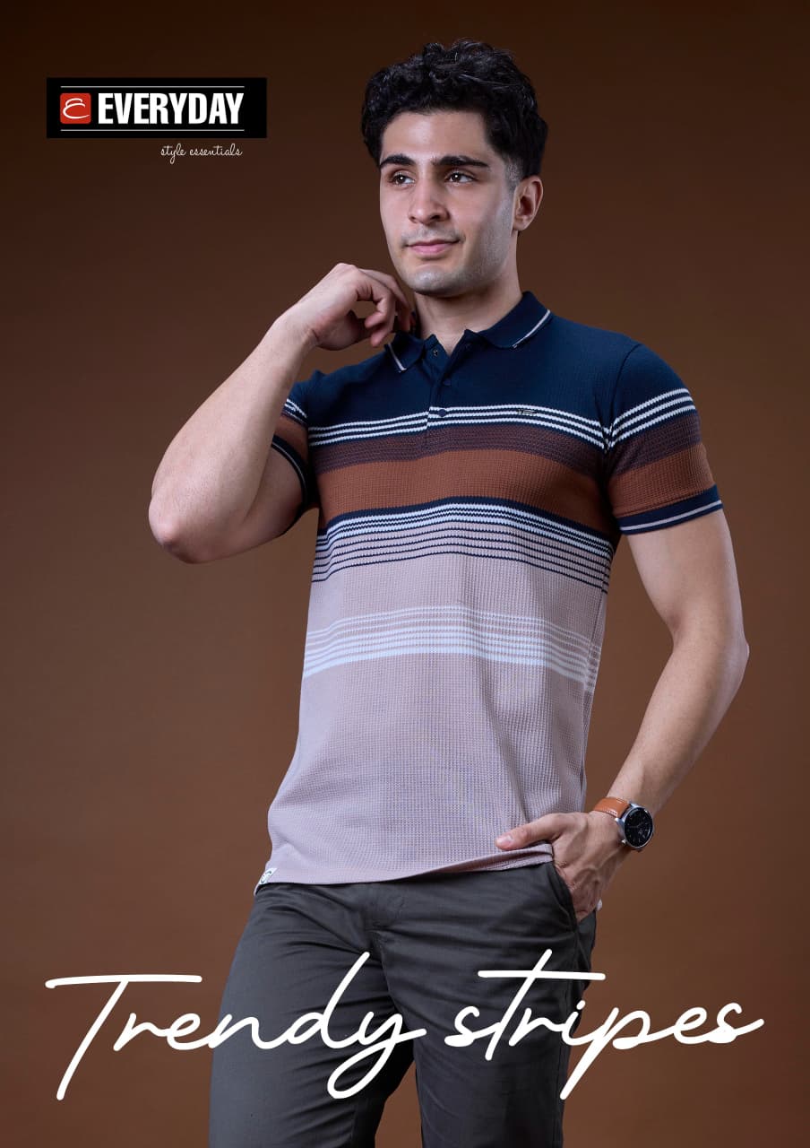 Vol 1411 Collar Everyday Auto Stripes Mens Tshirts Wholesale Price