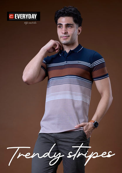 Vol 1411 Collar Everyday Auto Stripes Mens Tshirts Wholesale Price