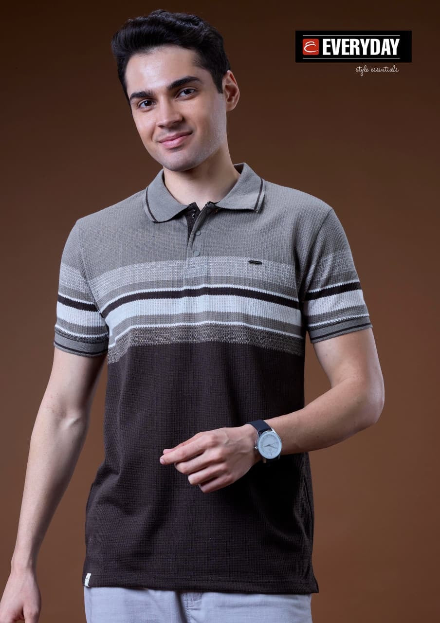 Vol 1411 Collar Everyday Auto Stripes Mens Tshirts Wholesale Price