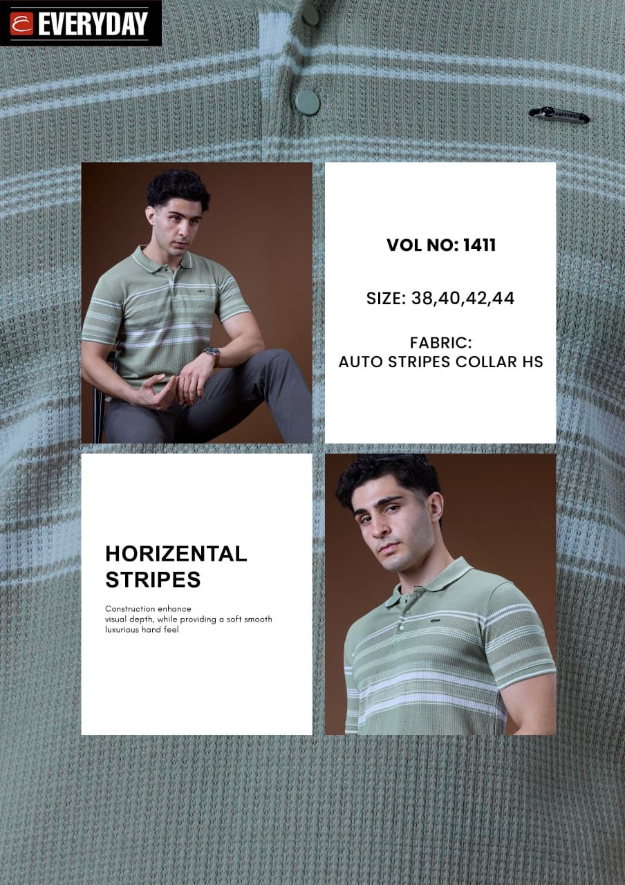 Vol 1411 Collar Everyday Auto Stripes Mens Tshirts Wholesale Price