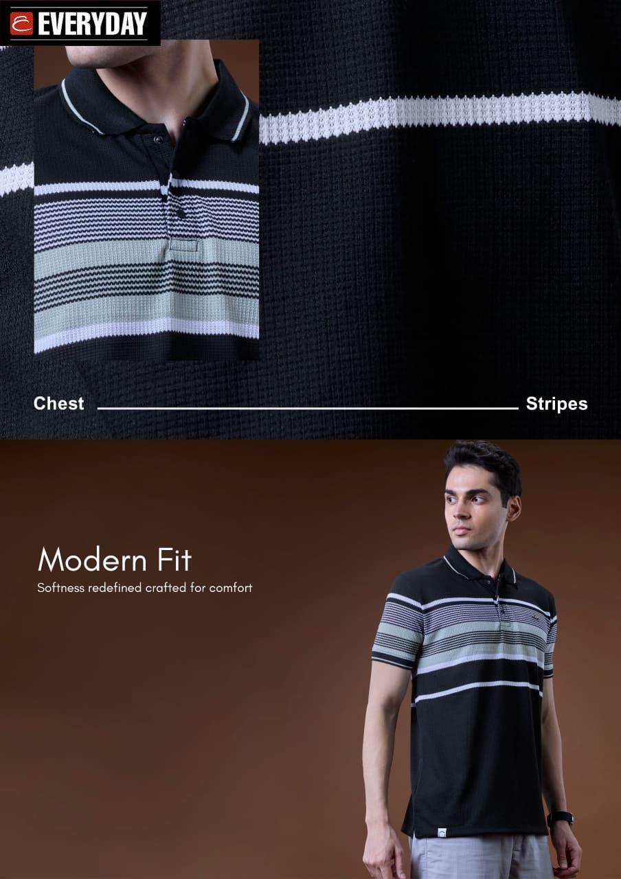 Vol 1411 Collar Everyday Auto Stripes Mens Tshirts Wholesale Price