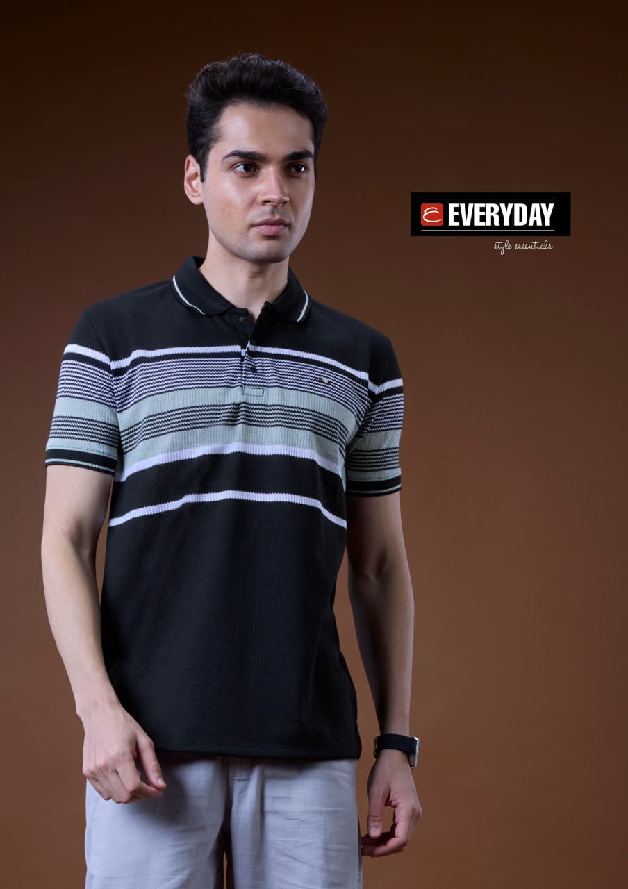 Vol 1411 Collar Everyday Auto Stripes Mens Tshirts Wholesale Price