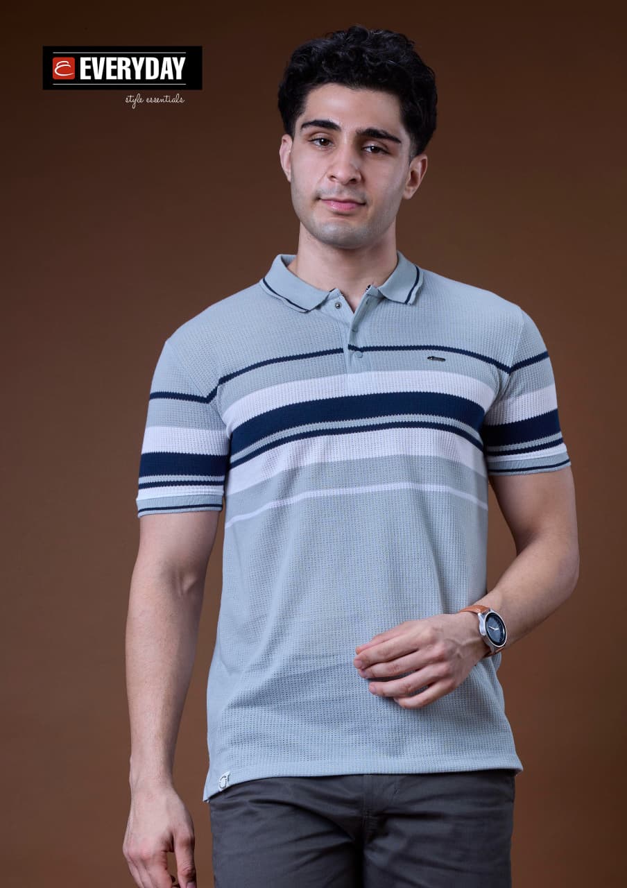 Vol 1411 Collar Everyday Auto Stripes Mens Tshirts Wholesale Price