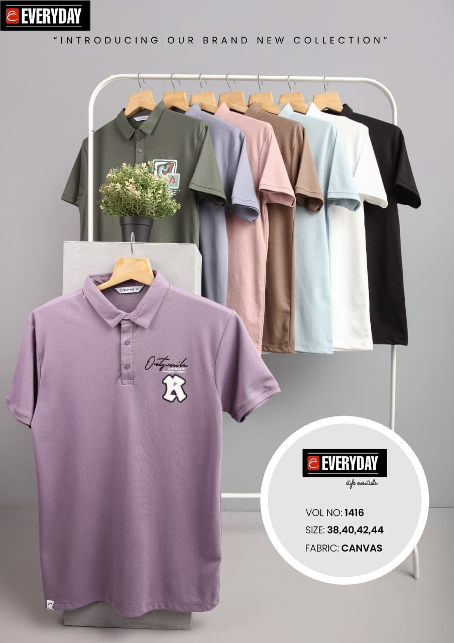 Vol 1416 Collar Everyday Canvas Mens Tshirts Wholesaler