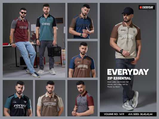 Vol 1419 Collar Style Everyday Fake Cotton Mens Tshirts Exporter Gujarat