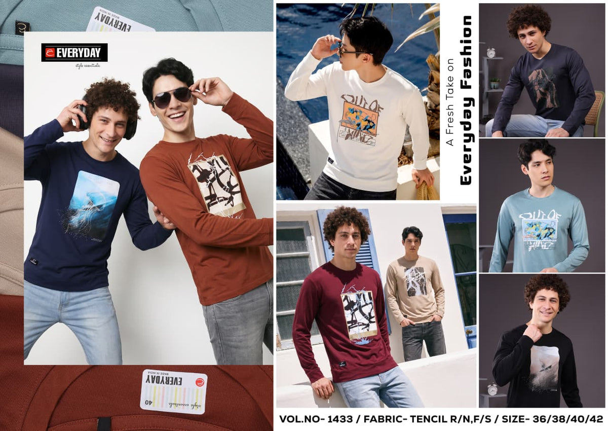 Vol 1433 Full Sleeves Everyday Imported Mens Tshirts Wholesale Price