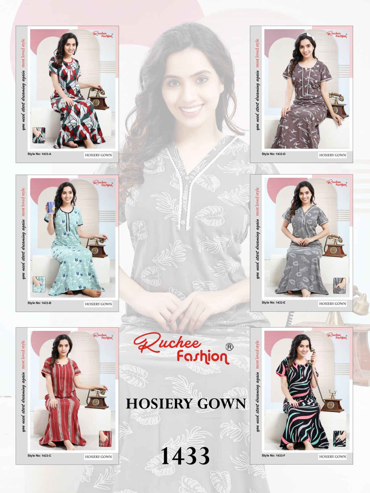 Print Vol 1433 Ruchee Fashion Hosiery Night Gowns Supplier Ahmedabad