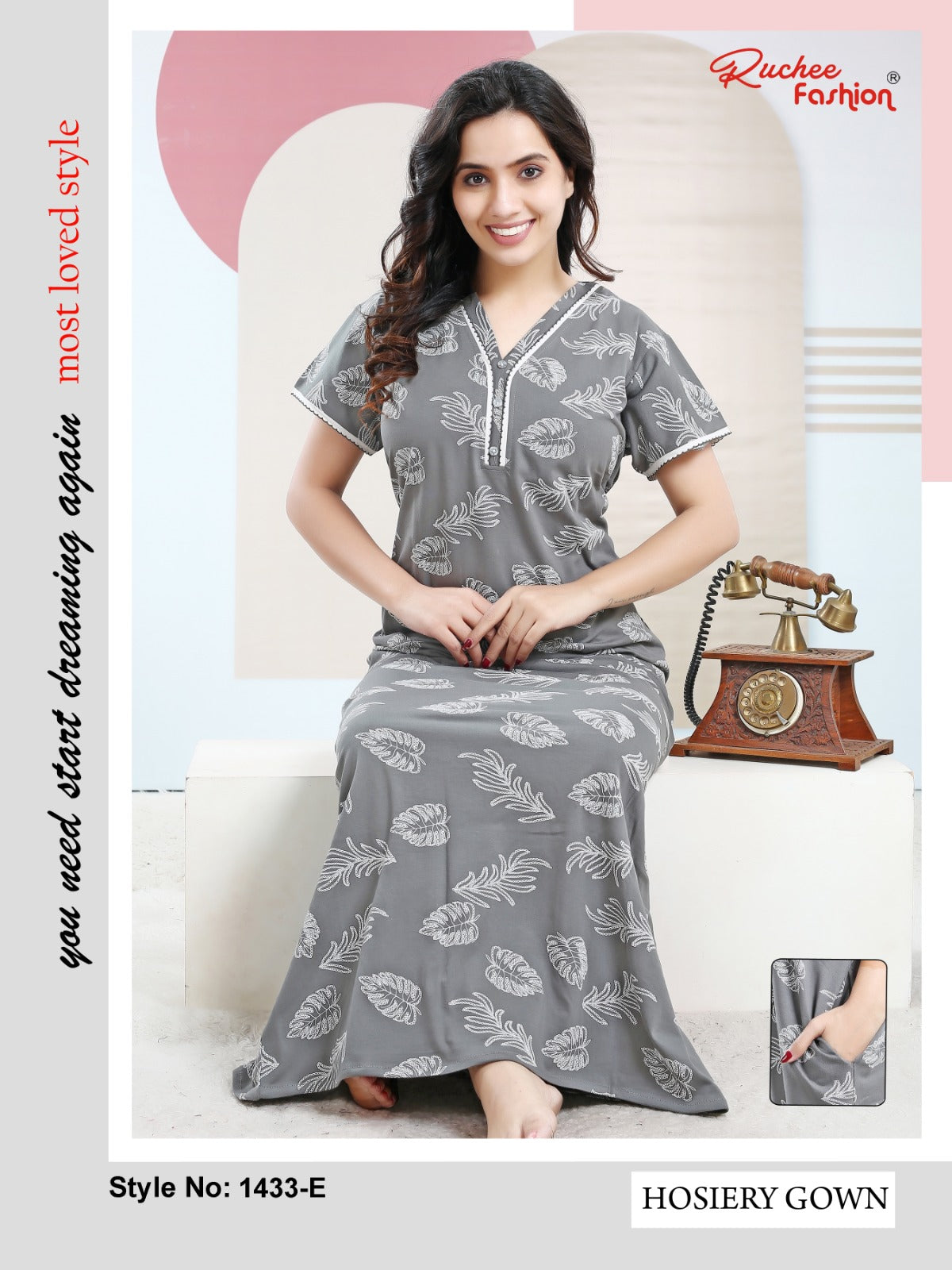 Print Vol 1433 Ruchee Fashion Hosiery Night Gowns Supplier Ahmedabad