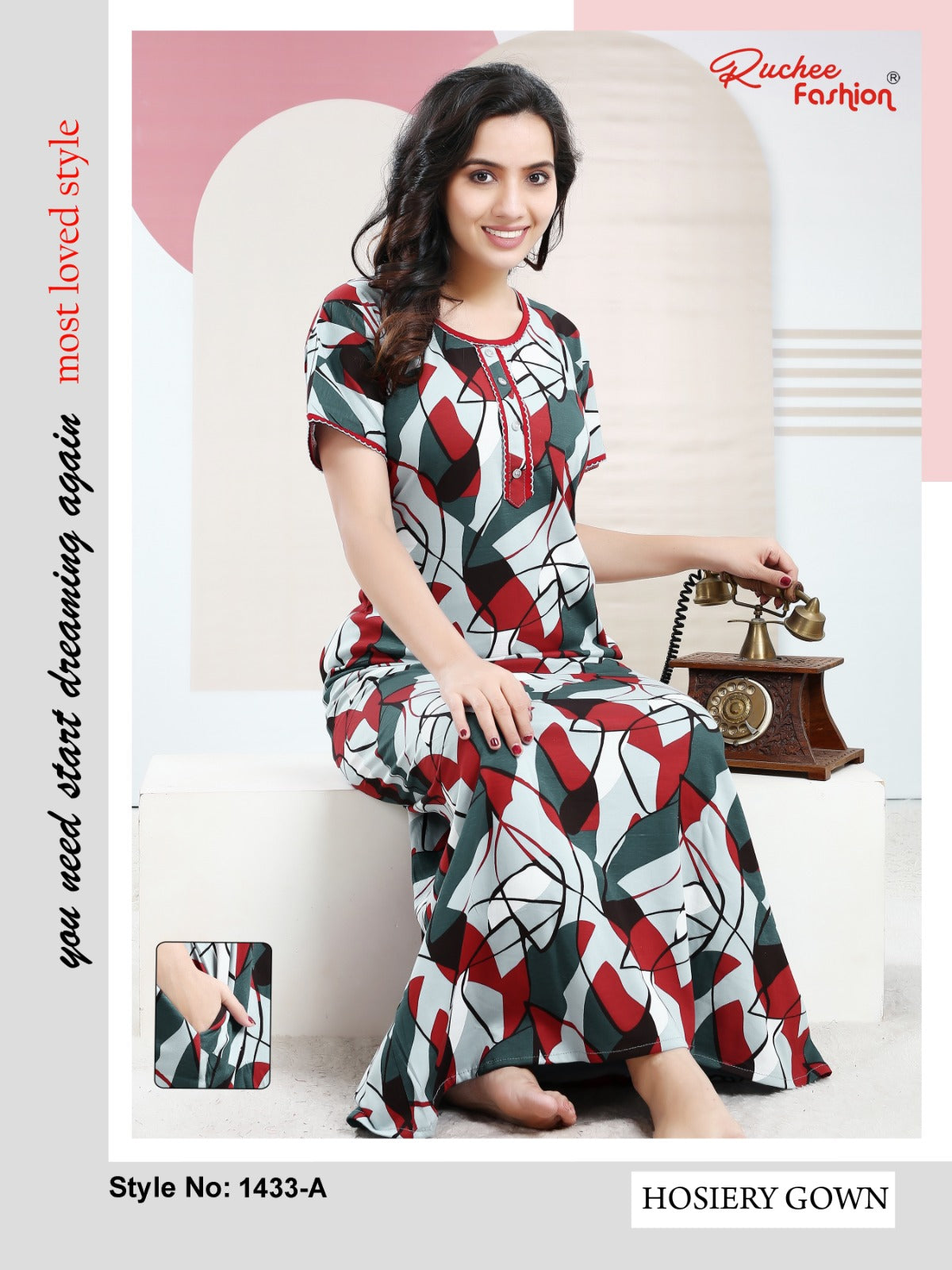 Print Vol 1433 Ruchee Fashion Hosiery Night Gowns Supplier Ahmedabad