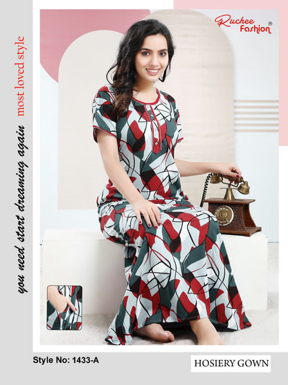 Print Vol 1433 Ruchee Fashion Hosiery Night Gowns Supplier Ahmedabad