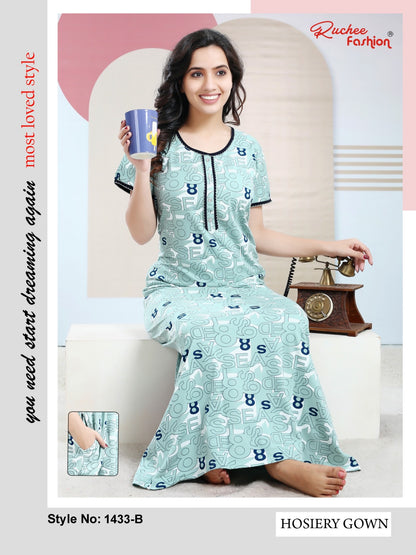 Print Vol 1433 Ruchee Fashion Hosiery Night Gowns Supplier Ahmedabad