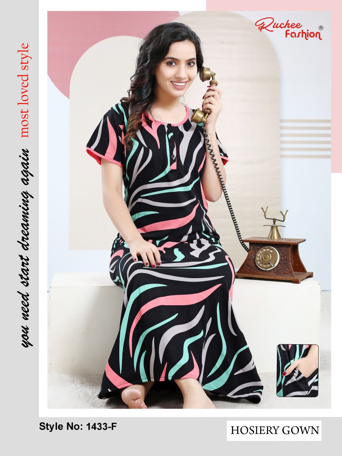 Print Vol 1433 Ruchee Fashion Hosiery Night Gowns Supplier Ahmedabad