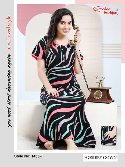 Print Vol 1433 Ruchee Fashion Hosiery Night Gowns Supplier Ahmedabad