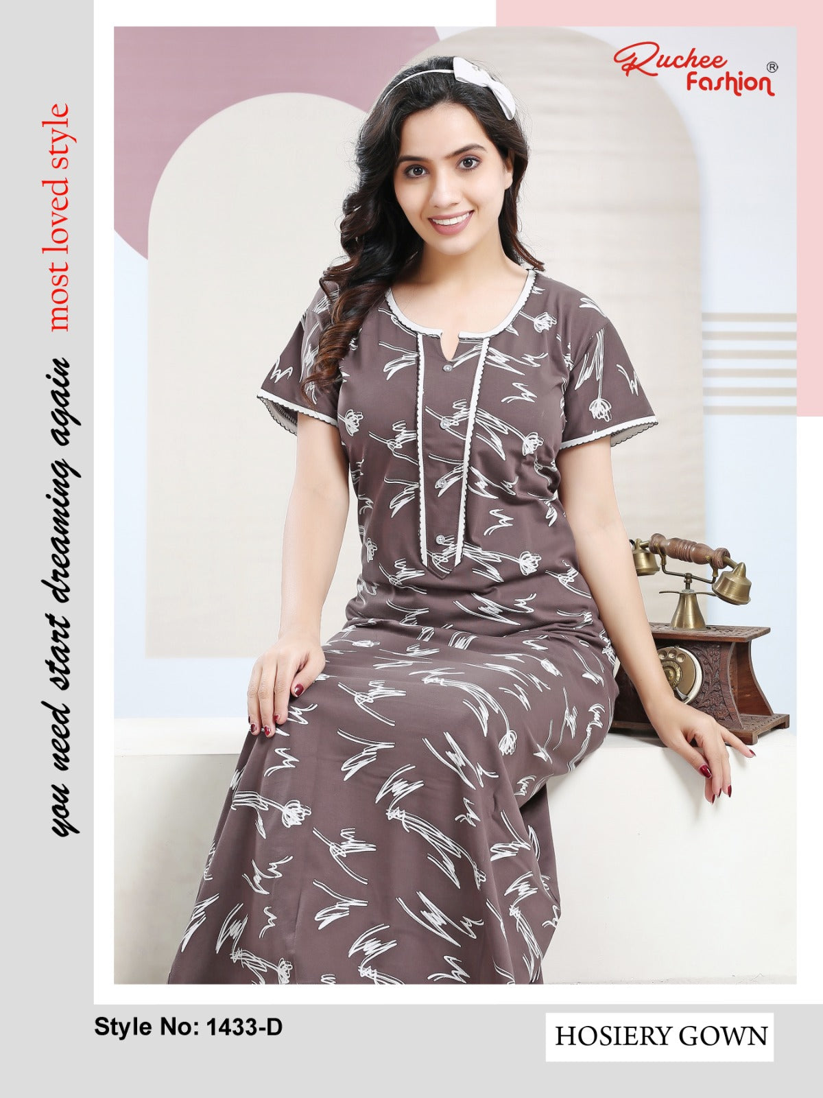 Print Vol 1433 Ruchee Fashion Hosiery Night Gowns Supplier Ahmedabad