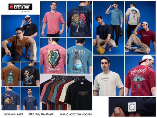 Vol 1472 Oversized Everyday Looper Mens Tshirts Wholesaler Ahmedabad