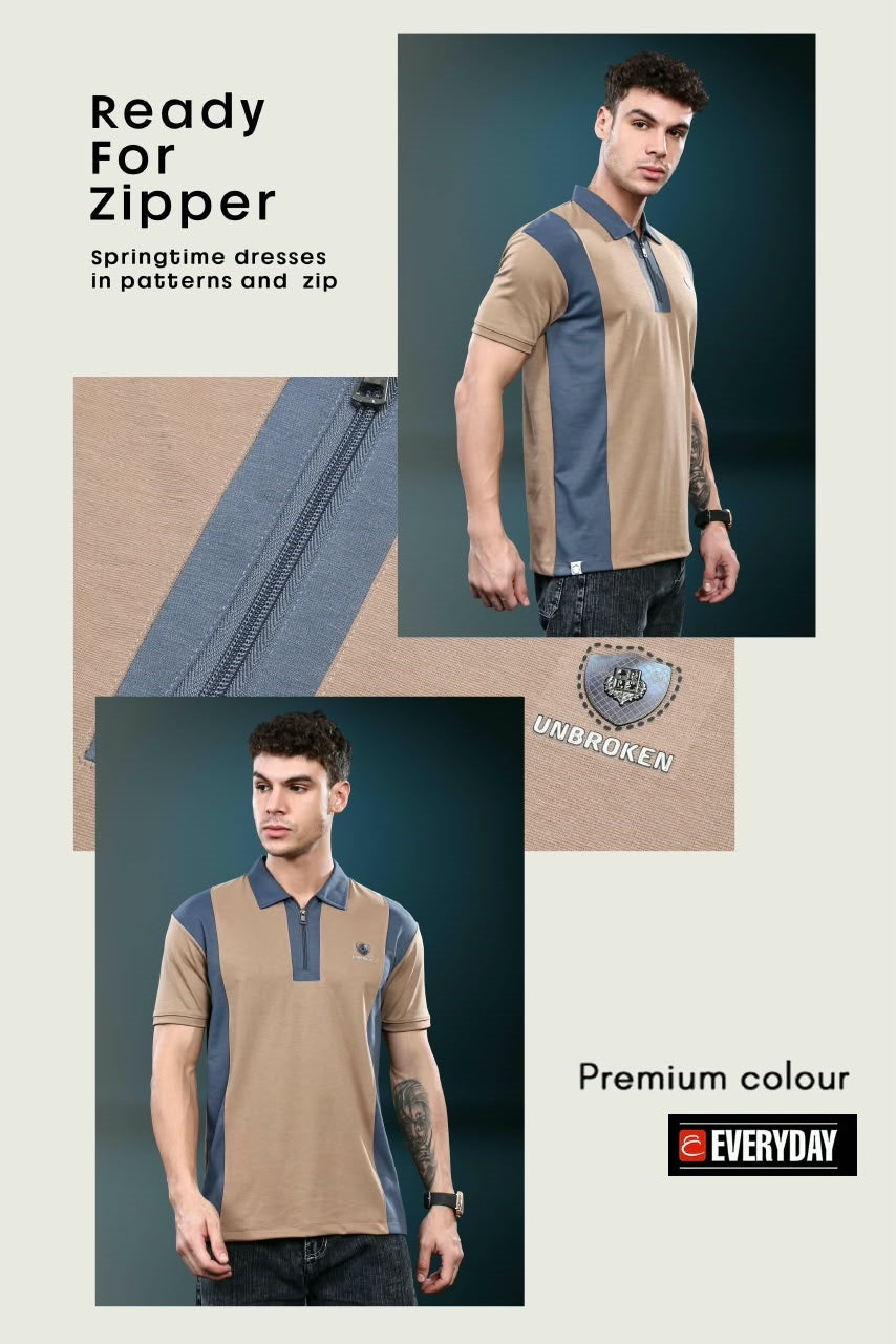 Vol 1480 Zip Style Everyday Canvas Interlock Mens Tshirts Wholesaler India