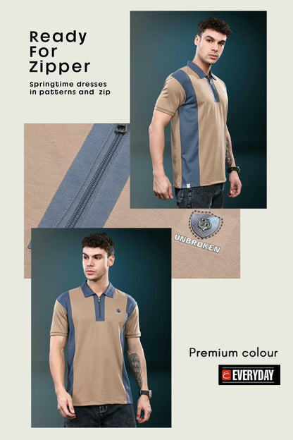 Vol 1480 Zip Style Everyday Canvas Interlock Mens Tshirts Wholesaler India