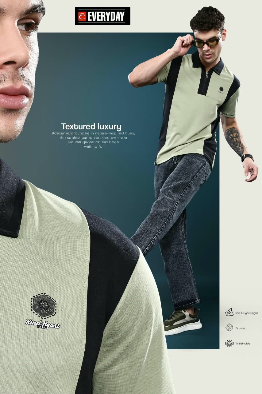 Vol 1480 Zip Style Everyday Canvas Interlock Mens Tshirts Wholesaler India