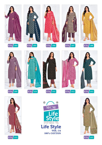 Vol 14 Mcm Lifestyle Cotton Dress Material Wholesaler Gujarat