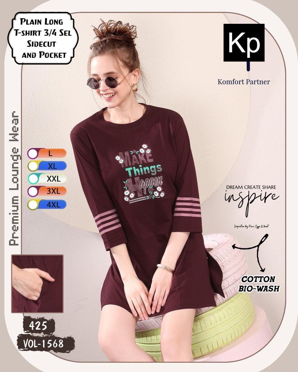 Vol 1568 Kp Cotton Biowashed Women Long Tshirt Supplier Gujarat