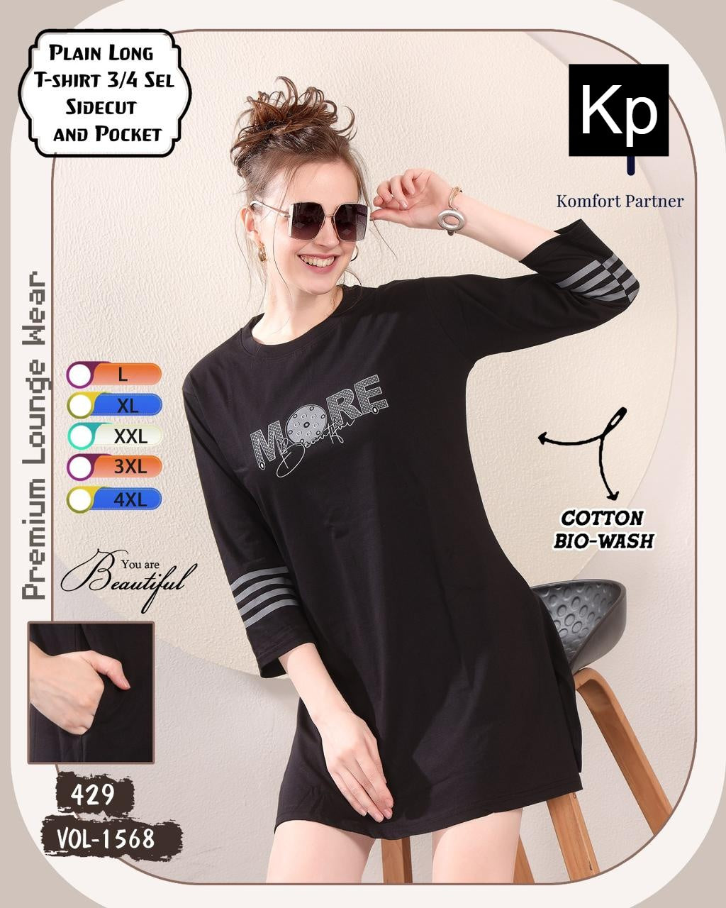 Vol 1568 Kp Cotton Biowashed Women Long Tshirt Supplier Gujarat