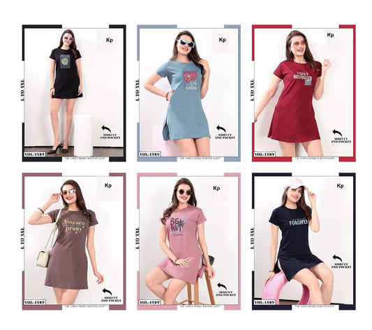 Vol 1589 Kp Cotton Women Long Tshirt Manufacturer