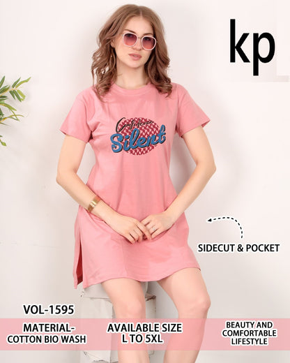 Vol 1595 Kp Cotton Biowashed Women Long Tshirt Manufacturer Gujarat