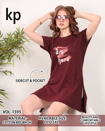 Vol 1595 Kp Cotton Biowashed Women Long Tshirt Manufacturer Gujarat