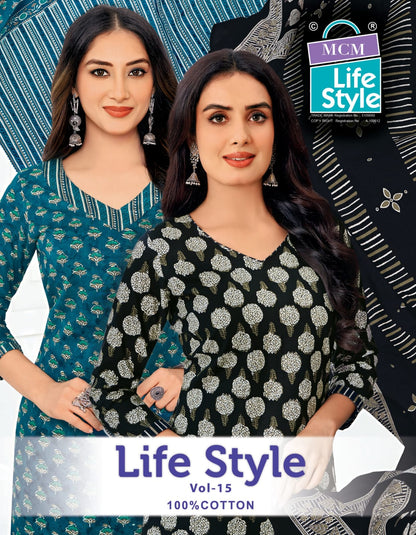 Vol 15 Mcm Lifestyle Readymade Cotton Pant Suits Wholesaler Ahmedabad