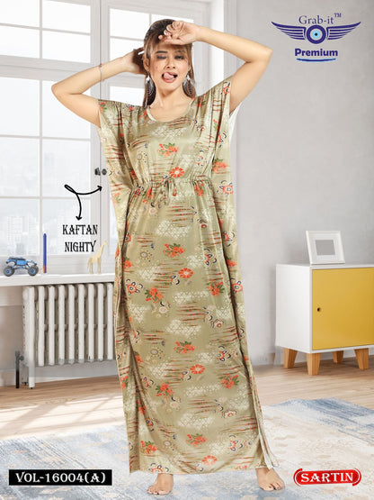 Vol 16001 Grab It Sartin Kaftan Nighty Wholesaler Gujarat