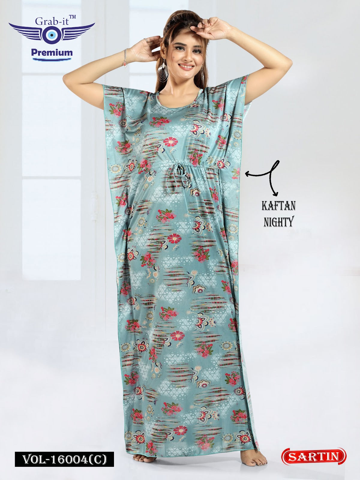 Vol 16001 Grab It Sartin Kaftan Nighty Wholesaler Gujarat