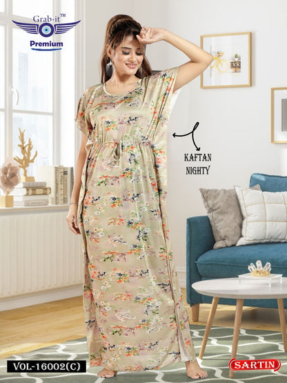 Vol 16001 Grab It Sartin Kaftan Nighty Wholesaler Gujarat