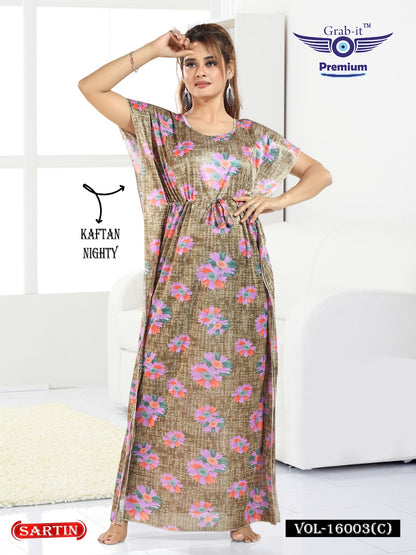 Vol 16001 Grab It Sartin Kaftan Nighty Wholesaler Gujarat