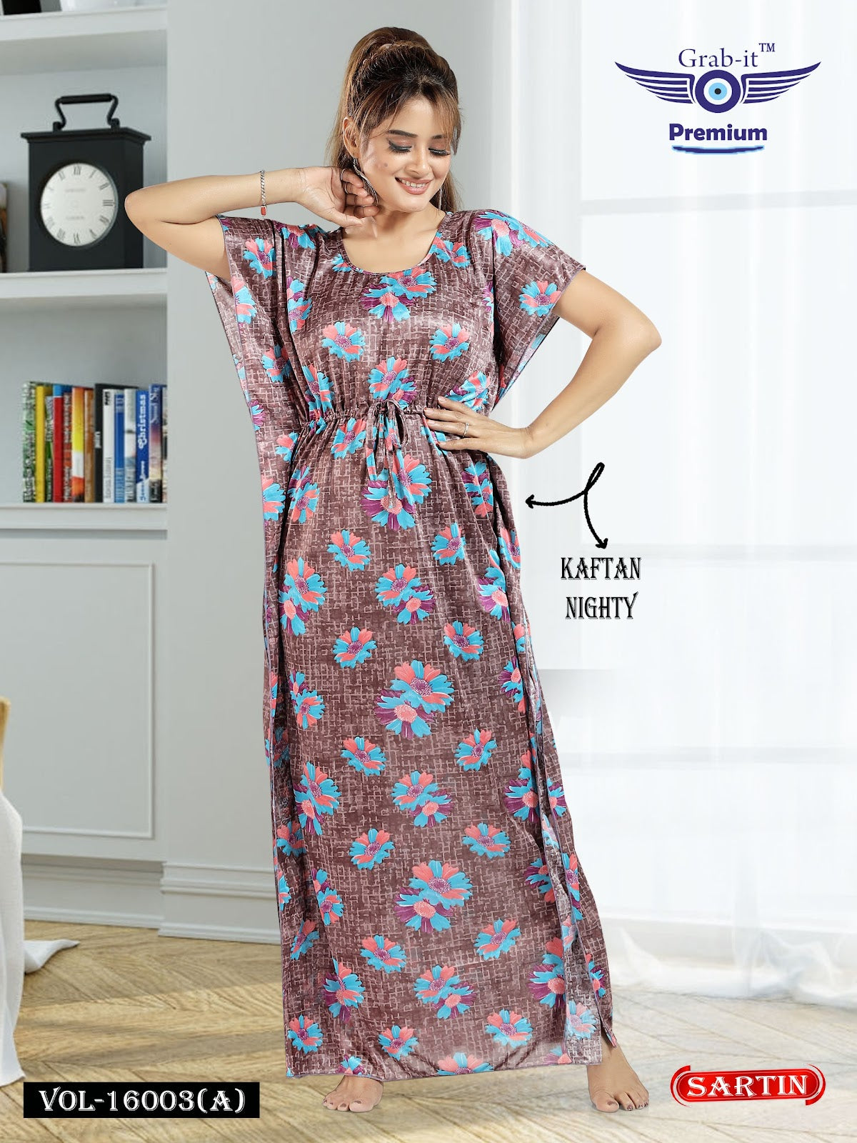 Vol 16001 Grab It Sartin Kaftan Nighty Wholesaler Gujarat
