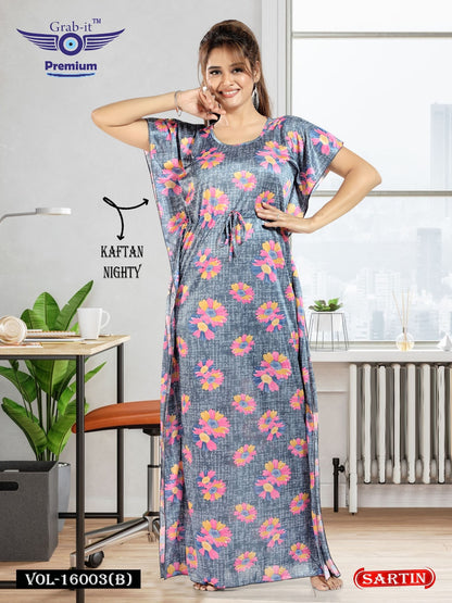 Vol 16001 Grab It Sartin Kaftan Nighty Wholesaler Gujarat