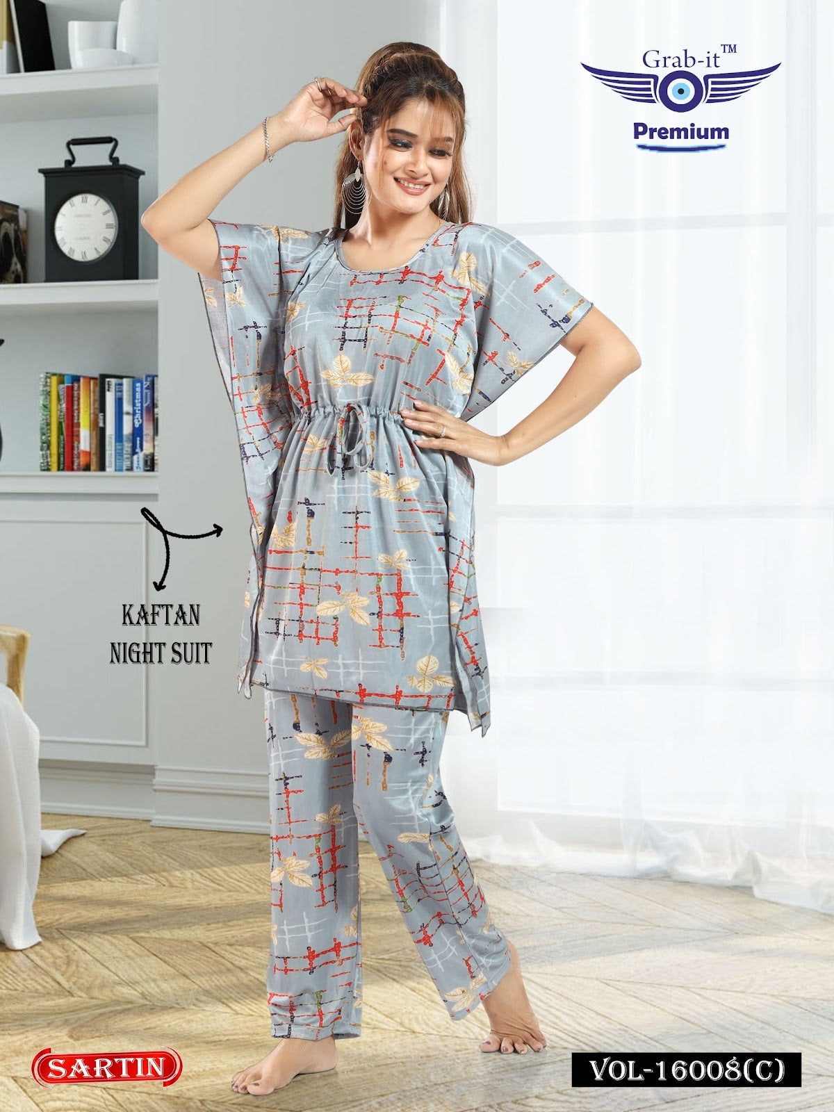 Vol 16007-16008 Grab It Sartin Kaftan Night Suits Wholesaler Gujarat