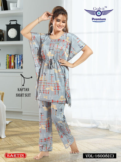 Vol 16007-16008 Grab It Sartin Kaftan Night Suits Wholesaler Gujarat