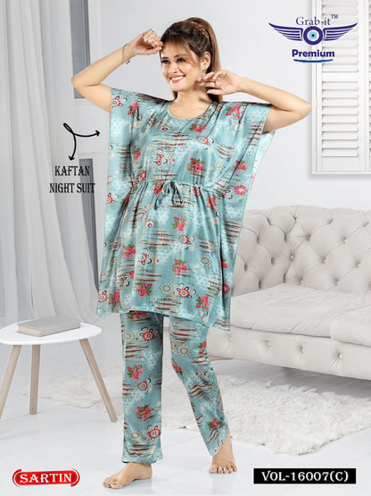 Vol 16007-16008 Grab It Sartin Kaftan Night Suits Wholesaler Gujarat
