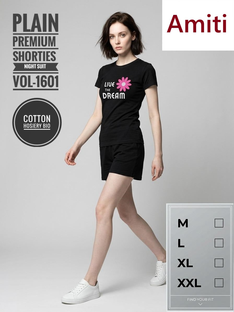 Vol 1601 Plain Amiti Hosiery Shorts Night Suits Wholesale Price
