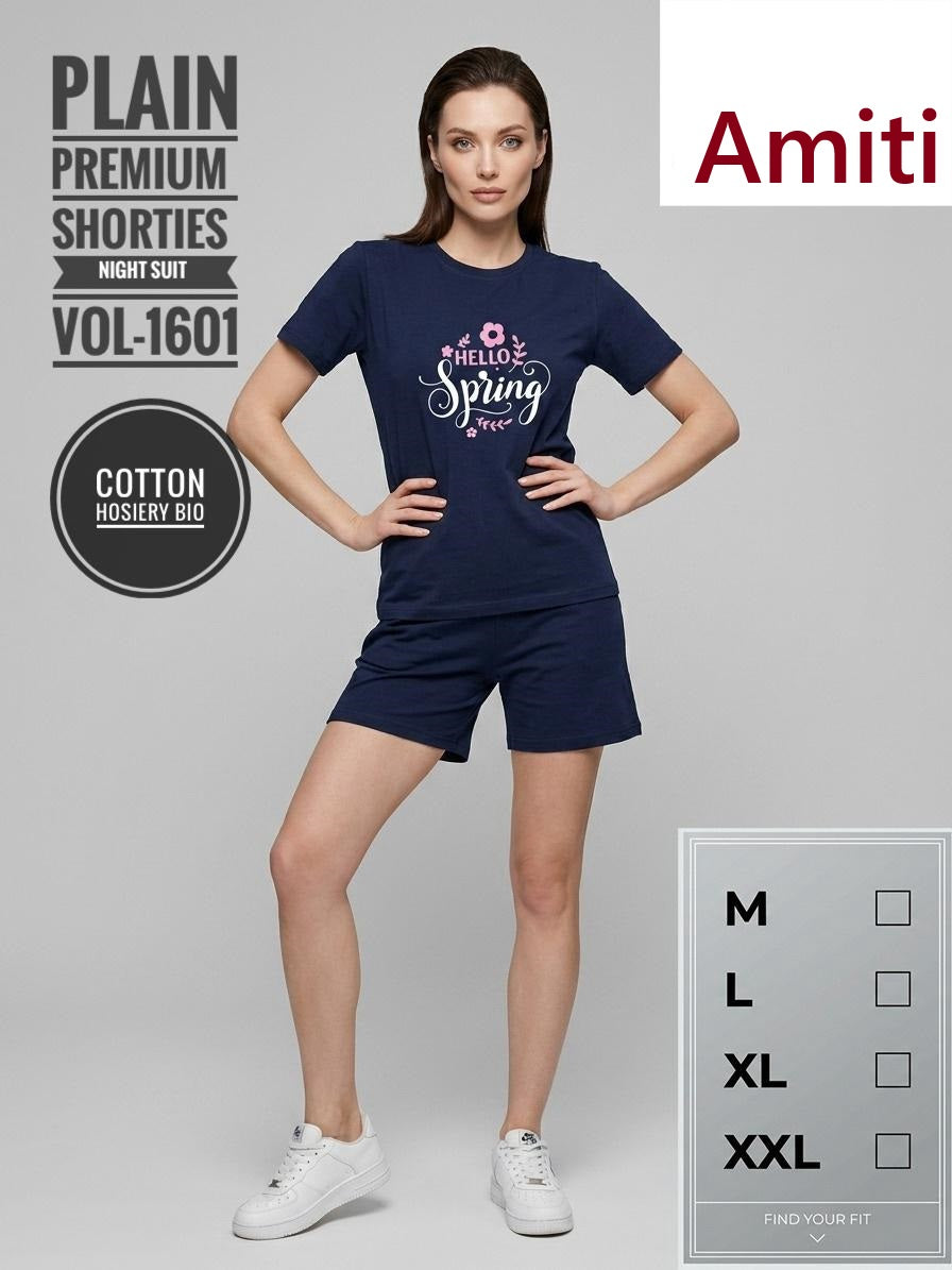 Vol 1601 Plain Amiti Hosiery Shorts Night Suits Wholesale Price
