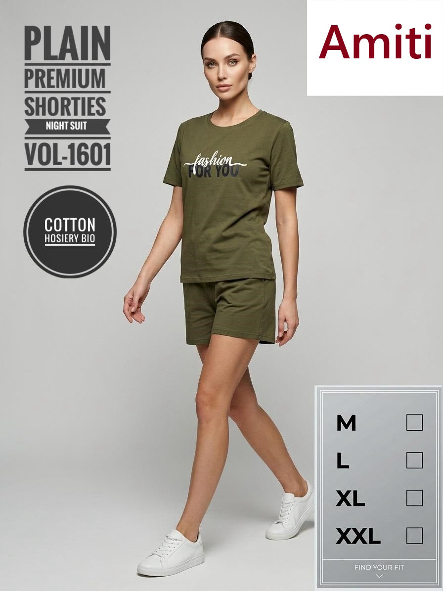 Vol 1601 Plain Amiti Hosiery Shorts Night Suits Wholesale Price