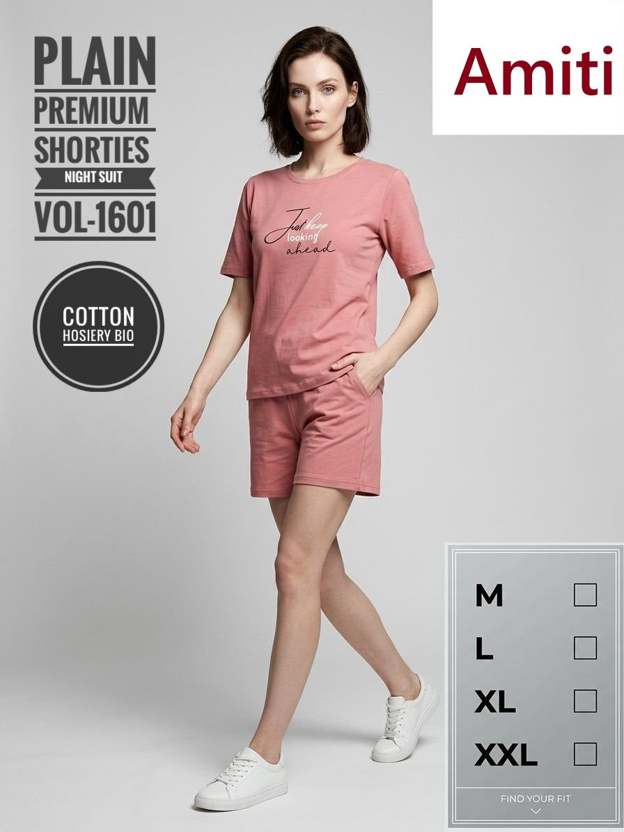 Vol 1601 Plain Amiti Hosiery Shorts Night Suits Wholesale Price