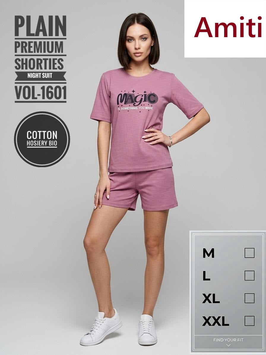 Vol 1601 Plain Amiti Hosiery Shorts Night Suits Wholesale Price