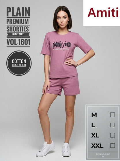 Vol 1601 Plain Amiti Hosiery Shorts Night Suits Wholesale Price