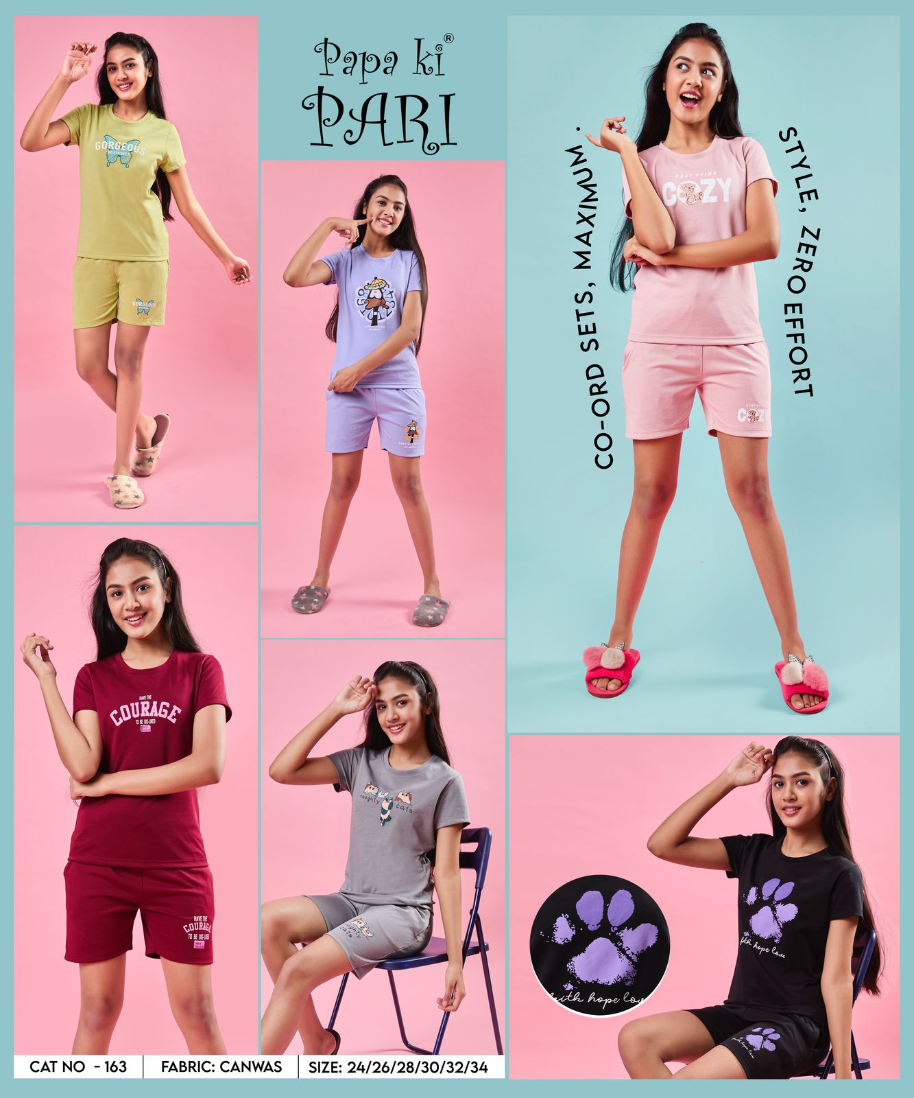 Vol 163 Papa Ki Pari Canvas Girls Shorts Set Supplier India
