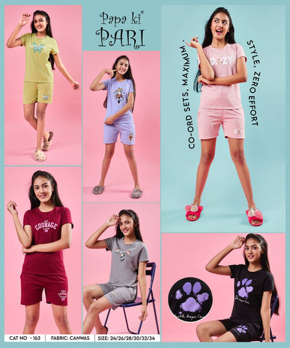 Vol 163 Papa Ki Pari Canvas Girls Shorts Set Supplier India