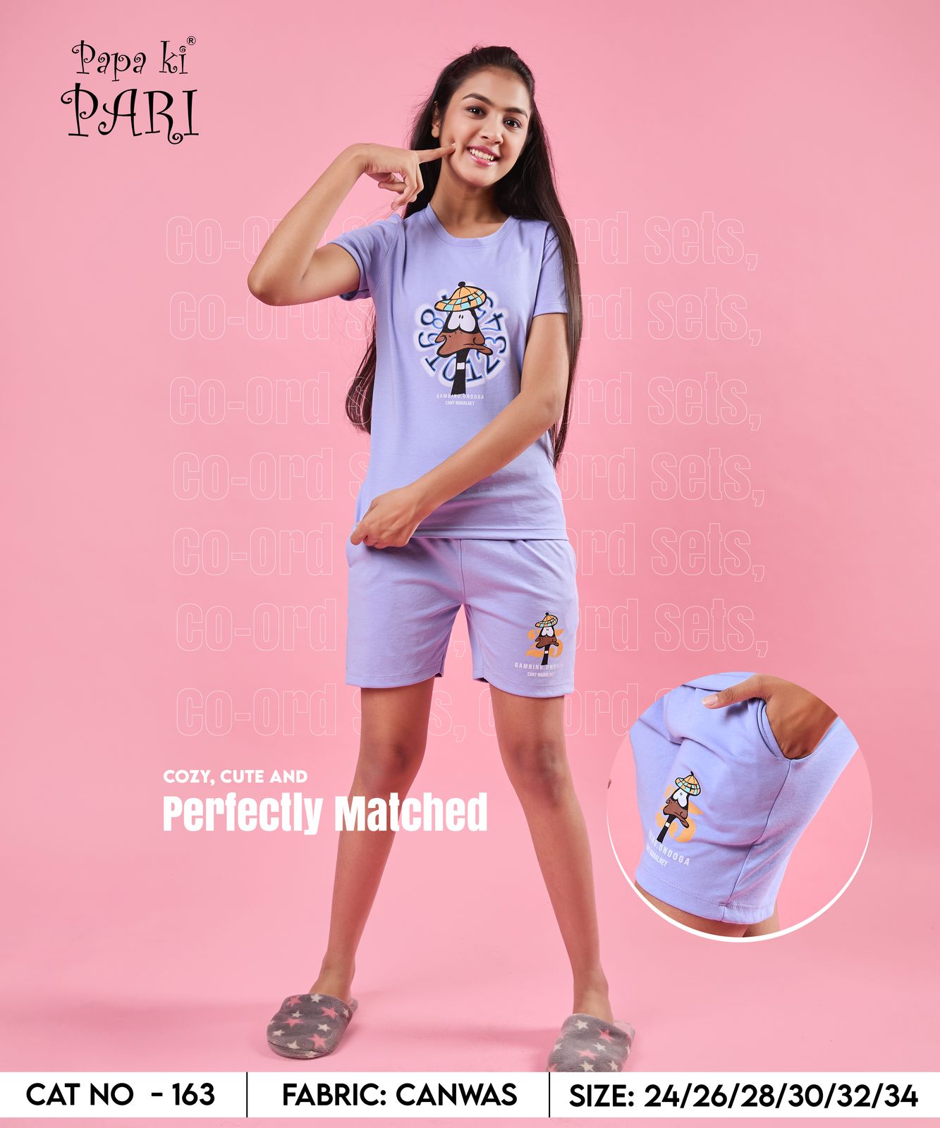 Vol 163 Papa Ki Pari Canvas Girls Shorts Set Supplier India