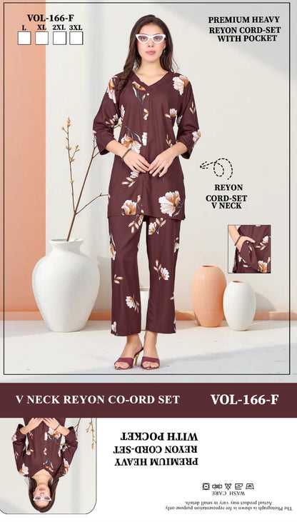 Vol 166 Jyc Rayon 22Kg Co Ord Set Wholesaler India