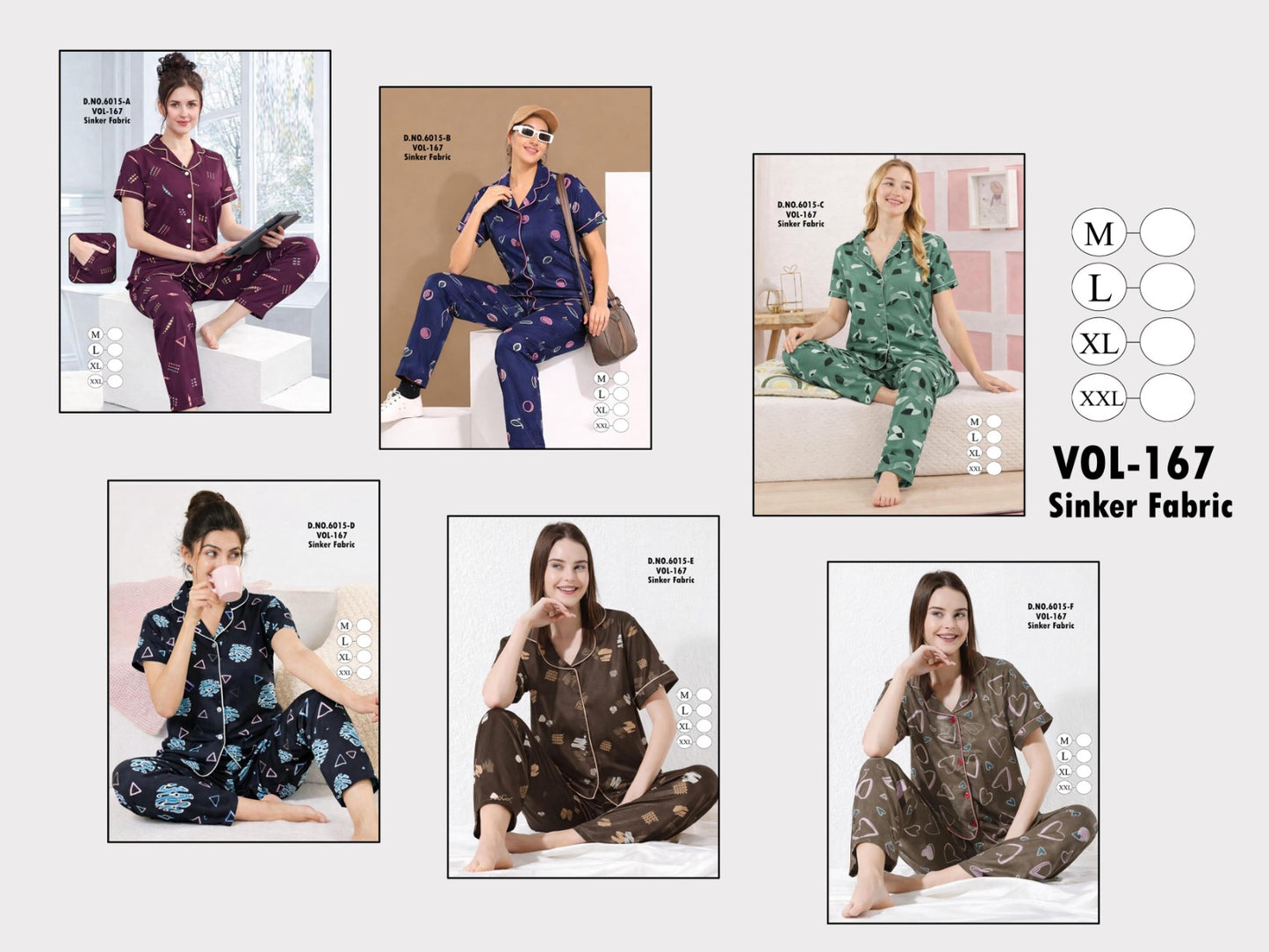 Vol 167 Perfect Feel Sinker Collar Night Suits Exporter India